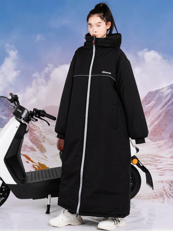Electric Vehicle Windproof Cover for Winter, Fleece-Lined, Thickened, Extra Large, Warm, Waterproof, Cold-Proof Clothing for Women in Winter