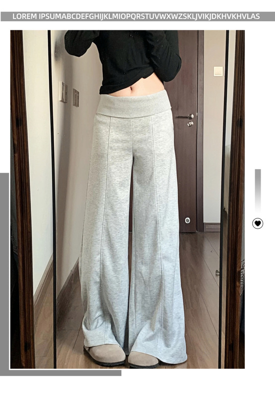 美式灰色阔腿休闲裤女秋季2025新款低腰显瘦宽松垂感百搭运动卫裤|undefined