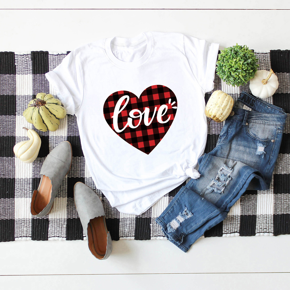 Letter heart printed t-shirt NSSN27617