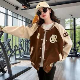 女童装外套春秋款新款洋气中大童儿童学院风休闲春装棒球服上衣