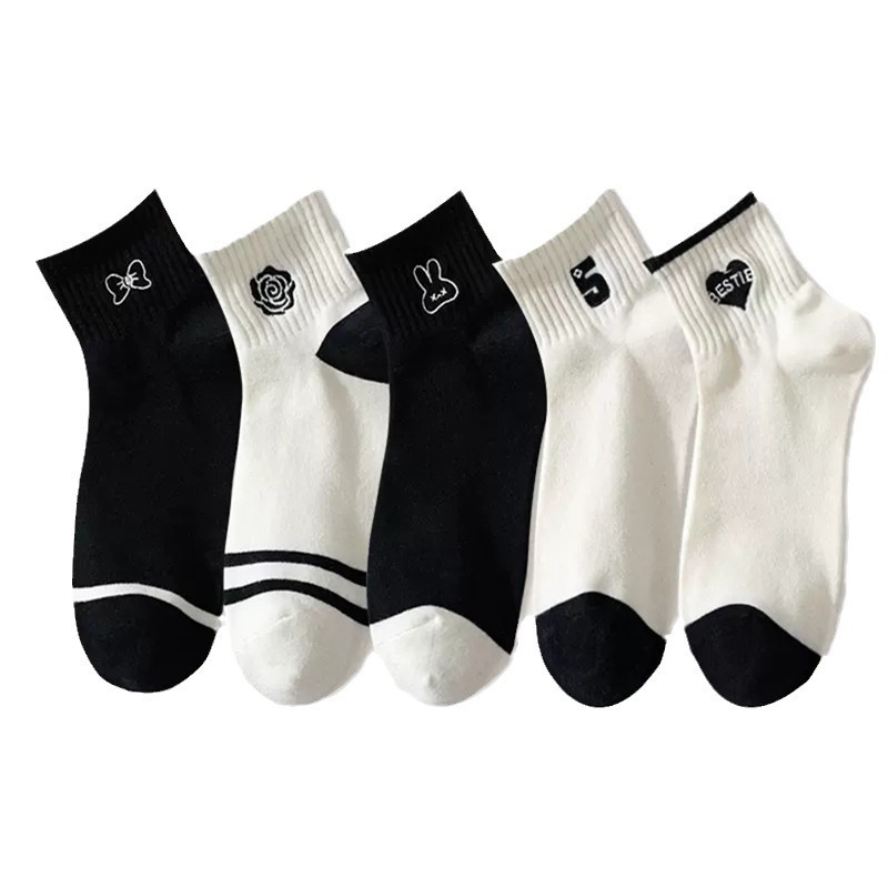 Primavera y verano para mujer, tubo corto, absorbente de sudor, transpirable, calcetines japoneses, calcetines de moda, calcetines deportivos, calcetines de estilo universitario al por mayor