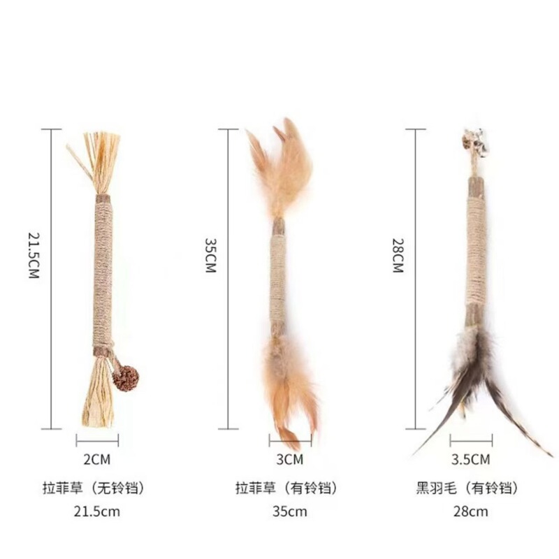 猫のおもちゃ、歯が生えるスティック、ラフィアフェザー、綿ロープ、木製猫スティック、卸売ドロップシッピング|undefined