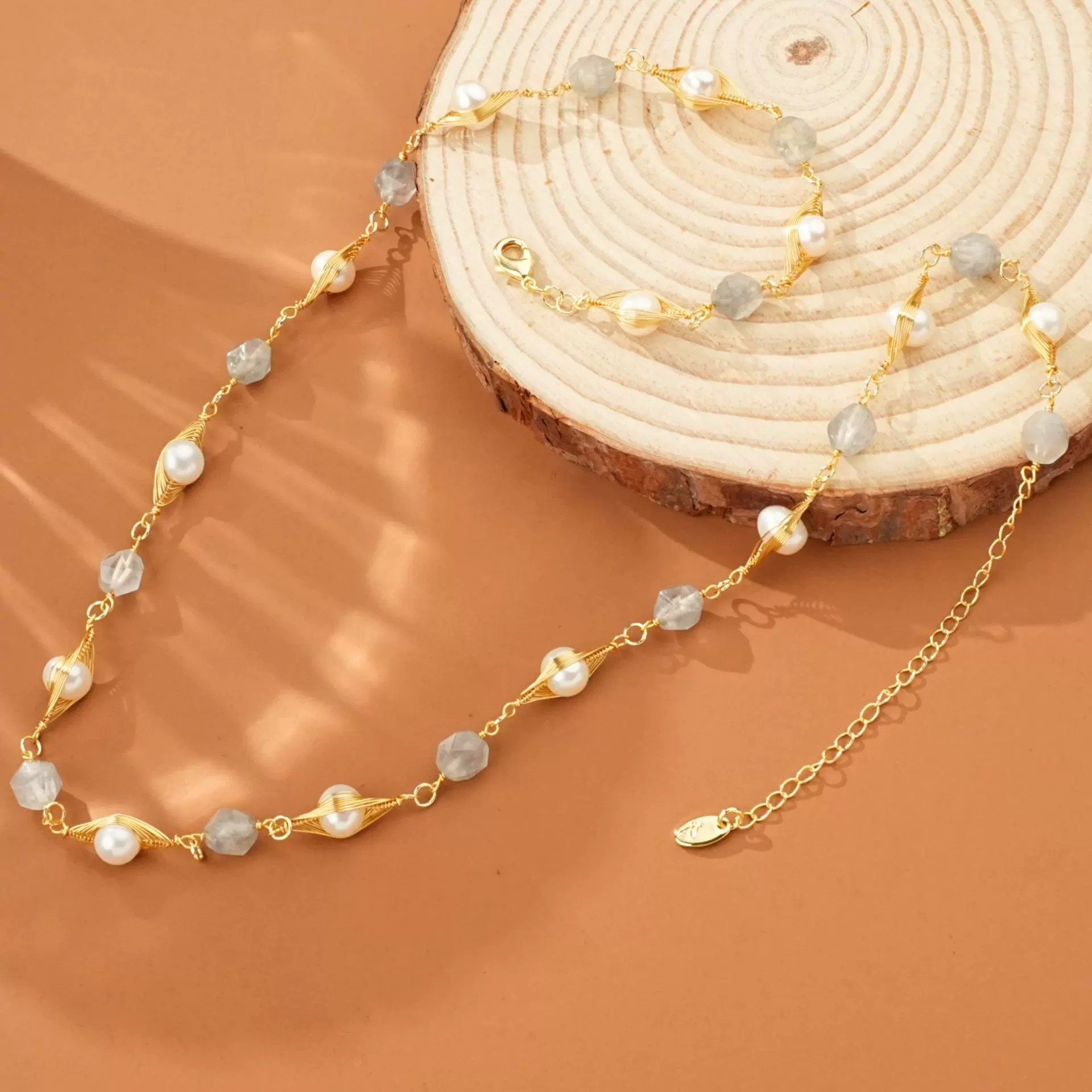 跨境天然淡水珍珠项链厂家直销铜镀18K真金珍珠项链义乌饰品批发