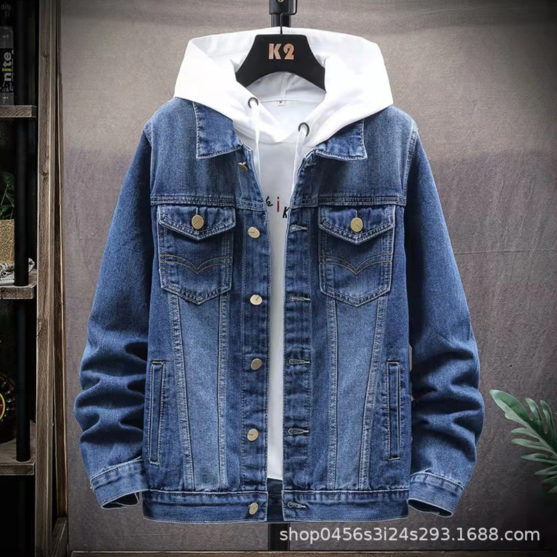 2021 New Denim Jacket Men's Gown Jacket Men's Korean Style Fashionable Handsome Outer Clothes Student Jacket Men's Wear