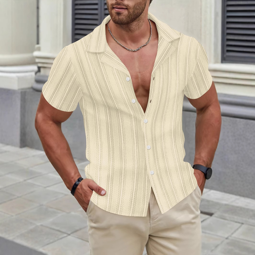 Strick-polohemd Für Herren Mit Streifen Und Lochmuster Sommer_voghion.com