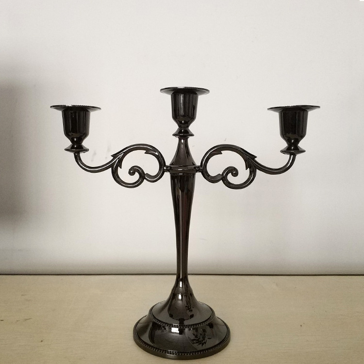 Candelaria europea boda creativa retro mesa de comedor candelabros decoración de boda romántica candelabros de tres cabezas