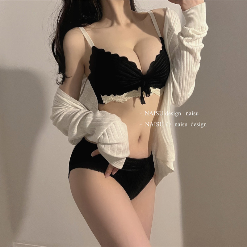 Pure desire underwear women's small chest push up autumn and winter New style wireless new Japanese girl lace bra suit bra