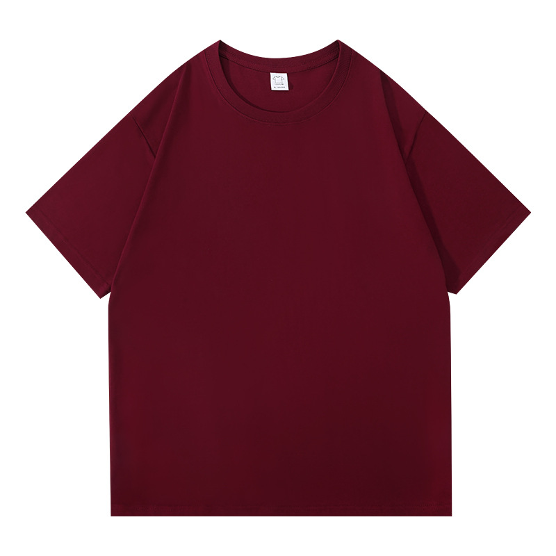 Camiseta de Hombre de Algodón Puro de 210g, Cuello Redondo, Manga Corta, Estilo Veraniego, Hombros Caídos, Holgada, Informal, Moderna, Versátil, Color Sólido