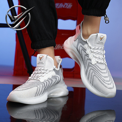 笑相迎高端休闲鞋秋夏季透气新款运动鞋男青年跑步男鞋子潮反光鞋