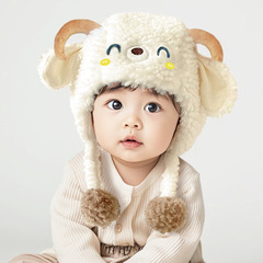 幼児と幼児の帽子冬の新しいかわいい超かわいい漫画ぬいぐるみプルオーバー帽子男性と女性の赤ちゃん暖かい耳保護帽子トレンディ