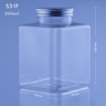 500ml方形瓶pet铝盖透明奶茶饮料瓶网红罐罐鱼瓶一次性环保塑料瓶