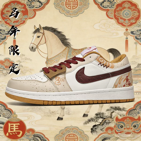 Putian AJ men's shoes, popular Dunk Year of the Horse limited edition new casual retro unisex sports sneakers, girls' shoes for elementary school students