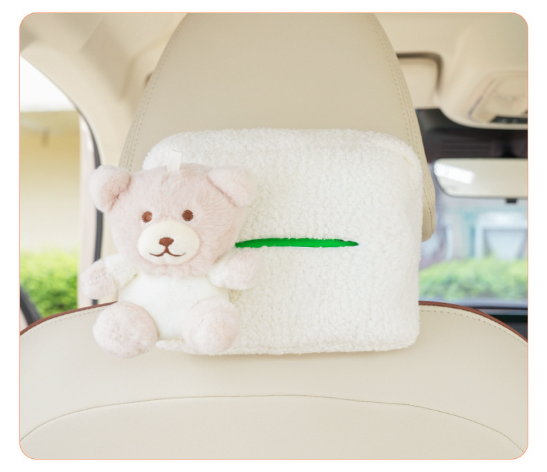 Car tissue box lambswool cute cartoon car chair back tissue pumping creative multifunctional decorative car supplies