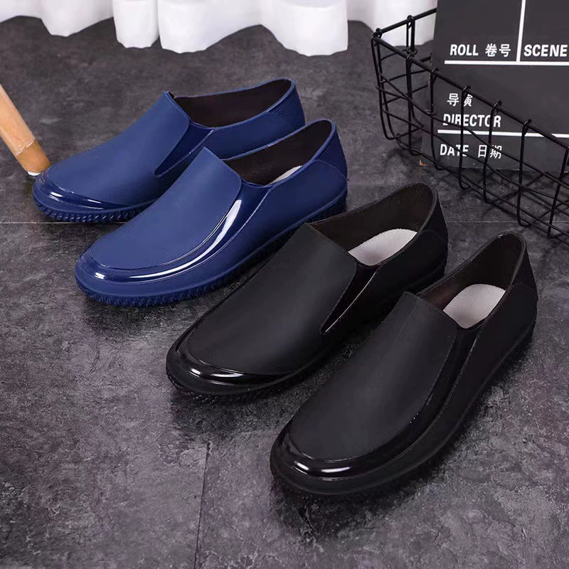 Резиновые сапоги мужские модные с короткой трубкой, водонепроницаемые, Нескользящие, универсальные, четырехсезонные, с мягкой подошвой, Повседневная непромокаемая обувь для шеф-повара, износостойкая резиновая обувь