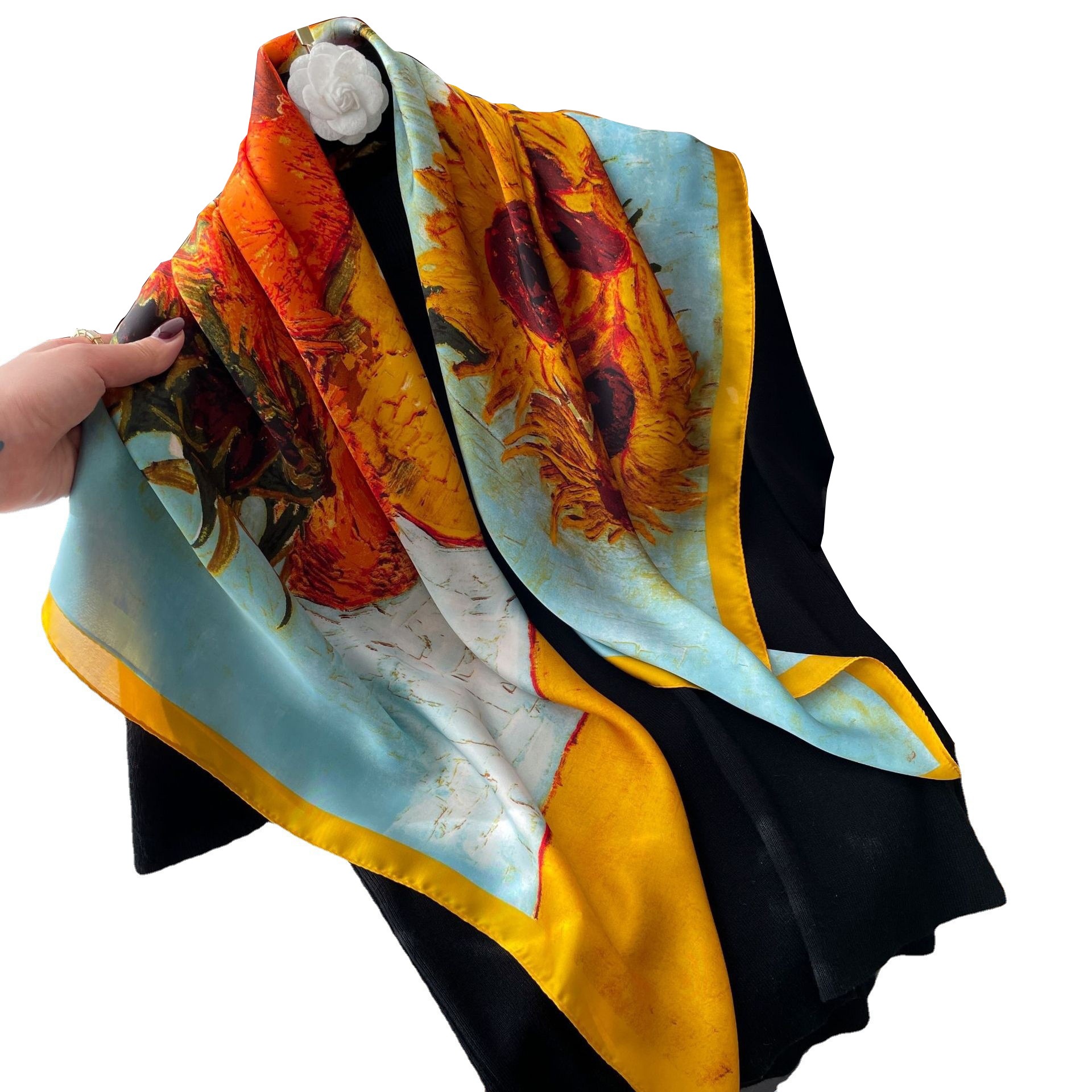 2022 Spring and Autumn New Printed Flower Scarf Women's Dual Use Shawl Scarf Korean Printed Scarf Beach Scarf_voghion.com