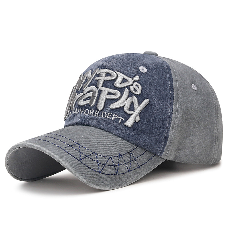 Nuevo estilo coreano lavado tridimensional bordado carta gorra de béisbol hombres y mujeres jóvenes angustiado sol sombrero transfronterizo en stock