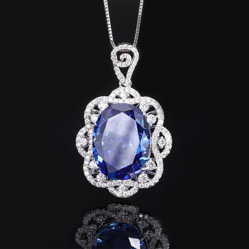 Zhuang Sheng joyería S925 plata de alto carbono diamante flash lujo con incrustaciones gran huevo paloma colgante collar principal 15*20