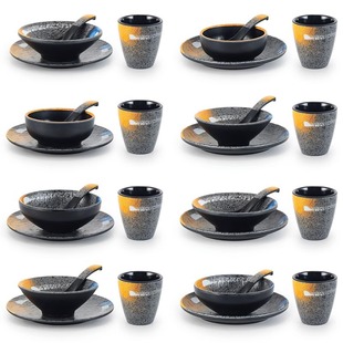 Japanese melamine hot pot restaurant tableware table decoration four pieces suit restaurant restaurant barbecue shop bowl dish Cup spoon suit commercial
