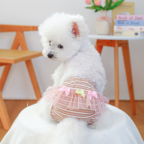 Spring and summer new products spot wholesale pet dogs and cats clothes small dogs and puppies sasa bow physiological pants