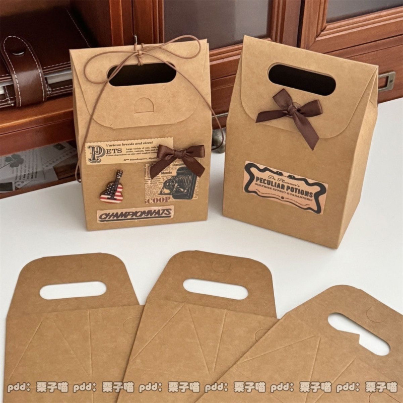 高品質のインスタイルの厚みのあるクラフト紙ギフト配送包装材立体的な厚みのあるポータブルギフト紙箱|undefined