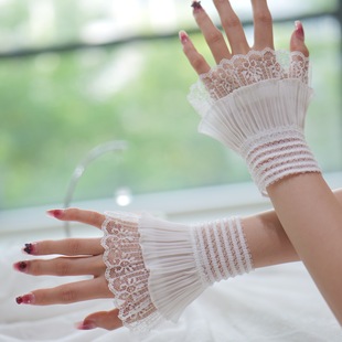 Lace Trim Fake Sleeve Cuffs Sweater Decoration Nail Art Photography Prop Versatile Sleeve Hand Sleeve for Women