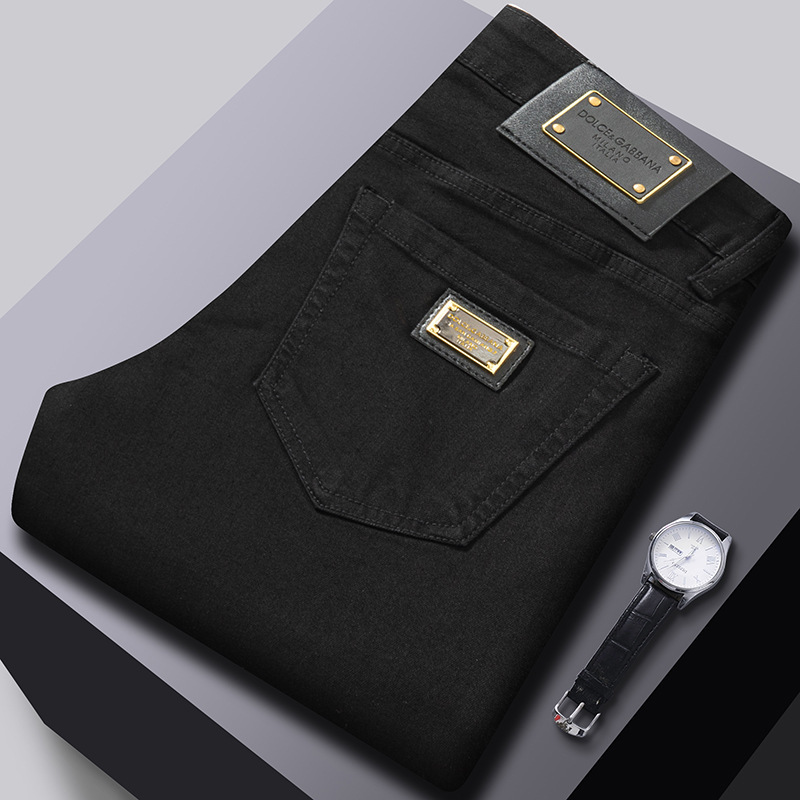 2025 New Classy Men's Jeans Spring and Summer Thin Stretch Slim Fit Pure Black Brand Casual Pants 2025 New Classy Men's Jeans Spring and Summer Thin Stretch Slim Fit Pure Black Brand Casual Pants