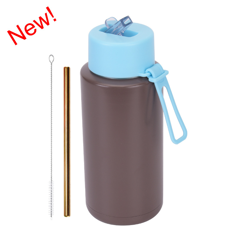 2025 nuevo hervidero deportivo de acero inoxidable de gran capacidad, de boca grande portátil estadounidense de 1L, preservación del calor y enfriamiento al vacío