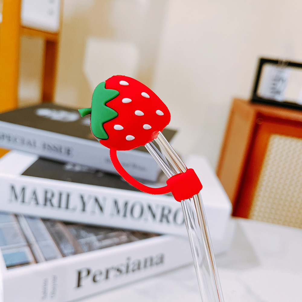 20g Weight Straw Decorative Cap Kitchen and drinking utensils 1 Piece Quantity Daily Occasion Silica Gel Material Christmas Festival Santa Claus, Fruit Pattern Cute Style Christmas Cute Santa Claus Fruit Silica Gel Straw Decorative Cap 1 Piece 4