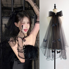 黒の頭の糸の暗黒のハロウィンは鬼の新婦の蝶結びの頭飾りを演じて証明書を受け取ります。