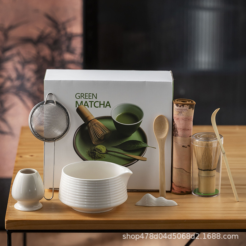 クロスボーダーインスタイル日本抹茶ボウル百本立茶こし8点セット抹茶茶器セットティーツール茶ブラシ|undefined