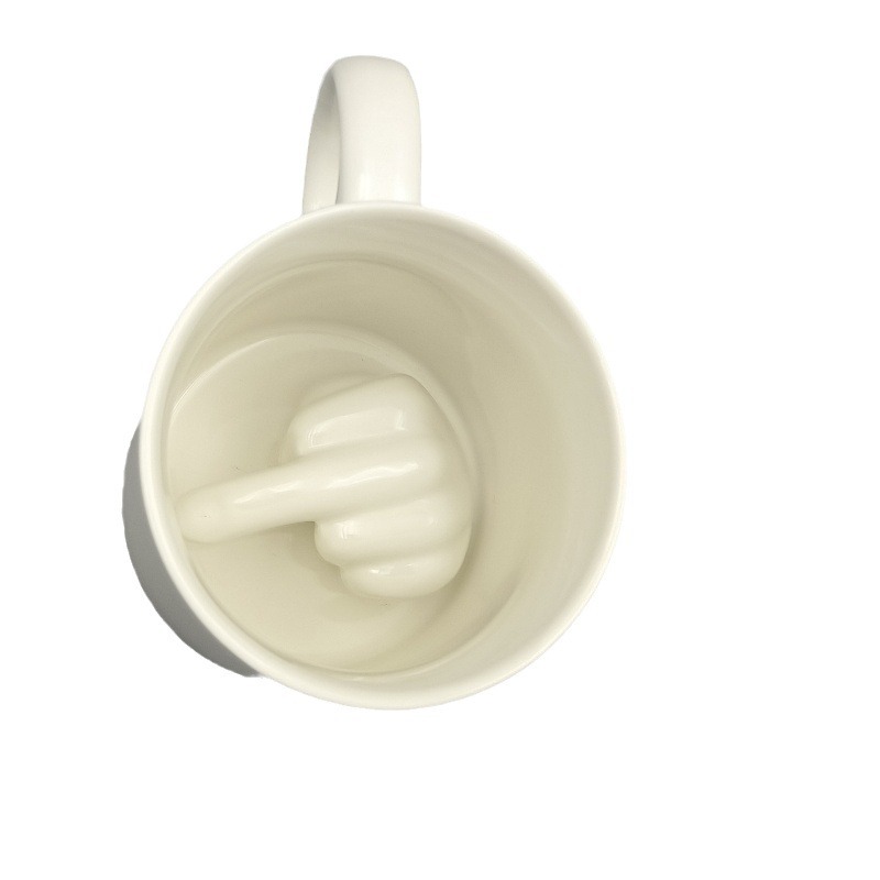Blanco de Comercio Exterior Interior dedo medio taza de té taza creativa incivilizado dedo medio taza parodia dedo medio taza de café de cerámica