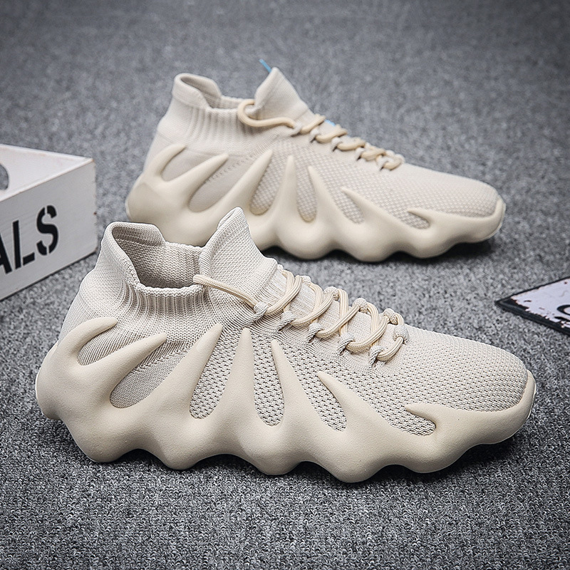 Zapatos deportivos casuales de pulpo tejido coreano zapatos de pareja de moda calcetines volcánicos transpirables zapatos de hombre 2025 nuevo