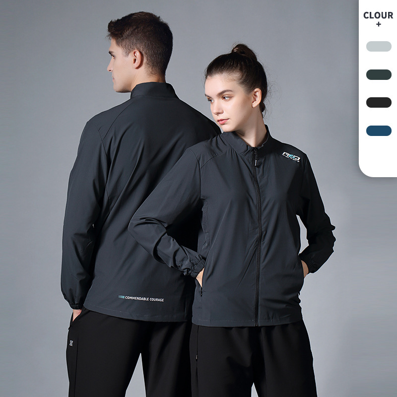Men's Trendy Jacket 2024 Summer New Sports Training Group Purchase Stand Collar Couple Casual Running Thin Quick-Dry Long Sleeve