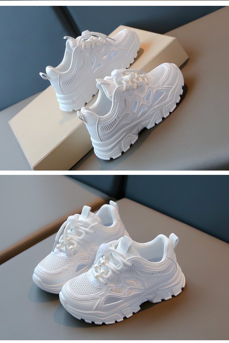 Chunky sneakers för flickor andas mesh med plattform_voghion.com
