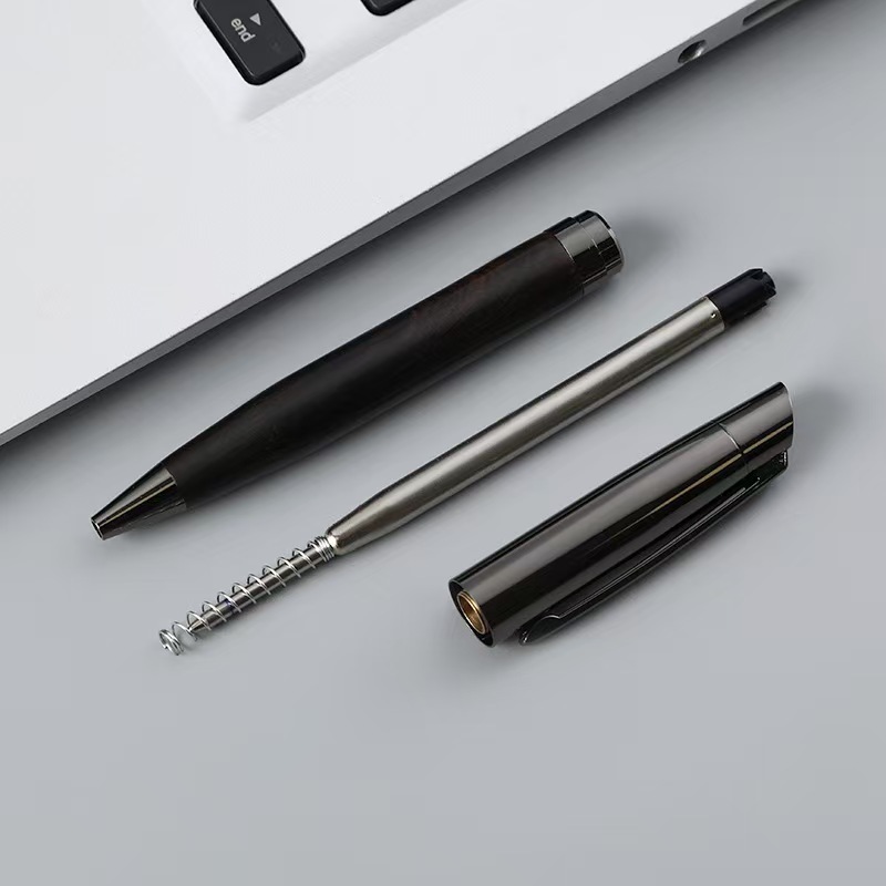 スポットレトロログーブラーチタンボールペンオフィスビジネス金属ペン広告木製ギフトペンレーザーロゴ|undefined