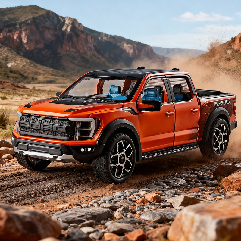 Hengten 1/20 Raptor F150 Alloy Pickup Truck Model Pull-Back Sound and Light Toy Off-Road Vehicle Artificial Vehicle Truck Truck