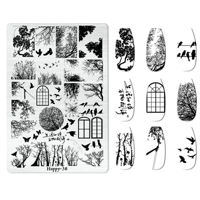Dırnaq bəzəkləri — Stamping Plate Kt Cat Nail - happy-038-with-back-plate