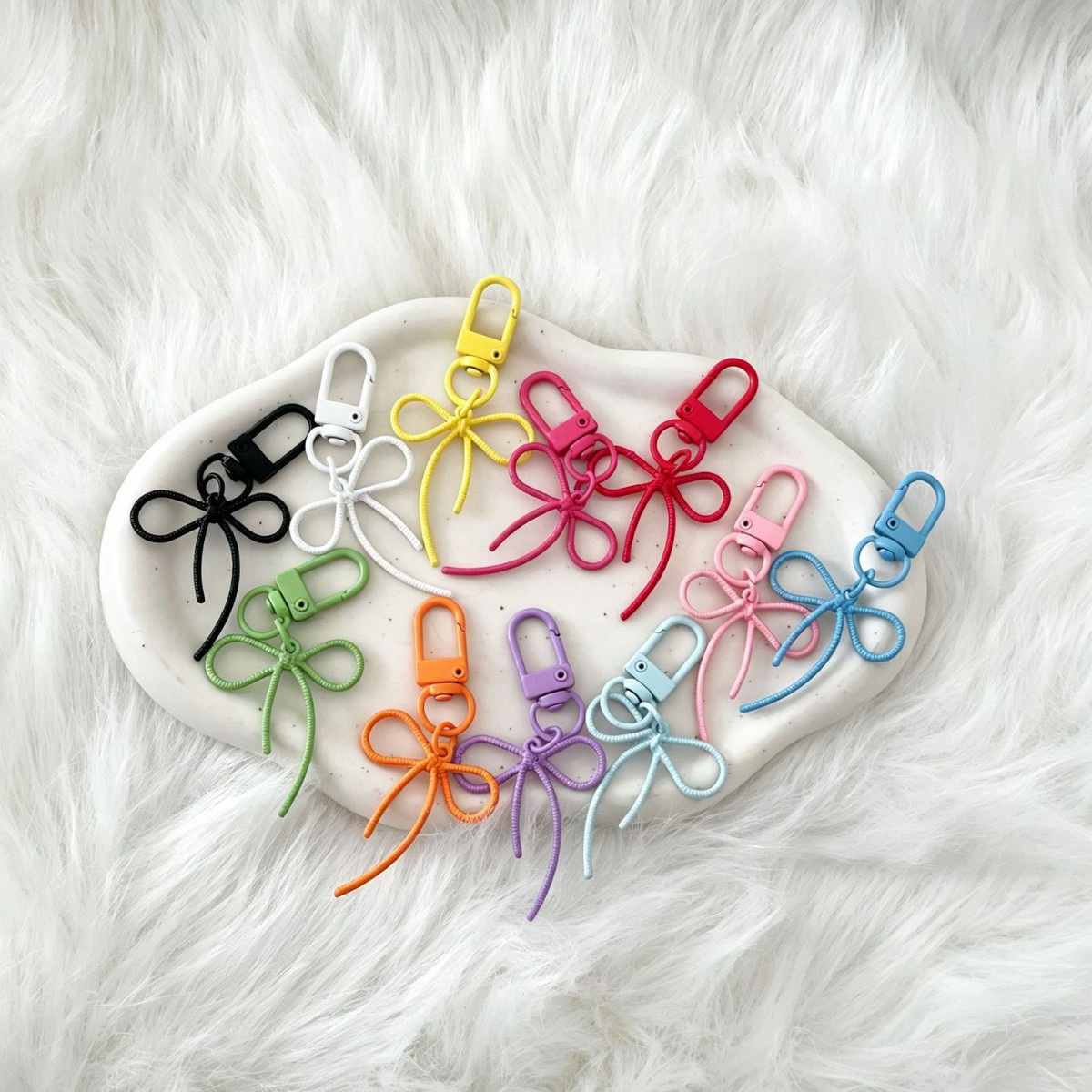 Princess in Escape Cute Bow Keychain Pendant Accessories Simple DIY Bead Pendant Material Wholesale