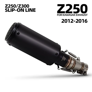 Z250 Z300 motosiklet səsboğucusu, paslanmayan polad orta hissə, SC barel quyruq hissəsi 2012-2016