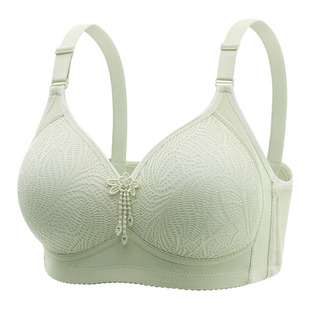 Fresh lace new wireless push-up breast collection plus size underwear breathable comfortable bra for middle-aged mothers cross-border
