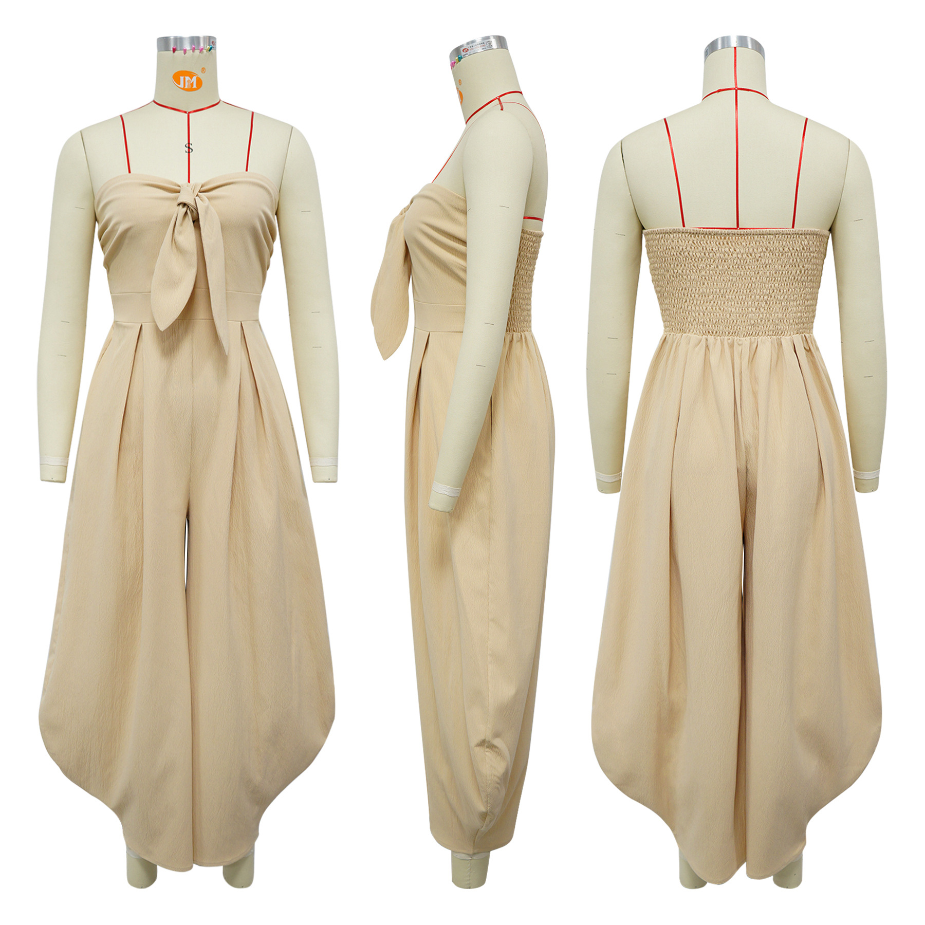 Sexy Damen-Jumpsuit mit Bandeau-Ausschnitt, einfarbig, Sommer, Neu, Direktvertrieb_voghion.com