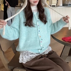 韩系减龄彩色扣针织开衫外套秋冬新款时尚百搭少女风毛衣上衣女