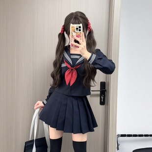 Japanese sailor suit jk uniform skirt suit cyanotic two or three basic kansai lapel full set