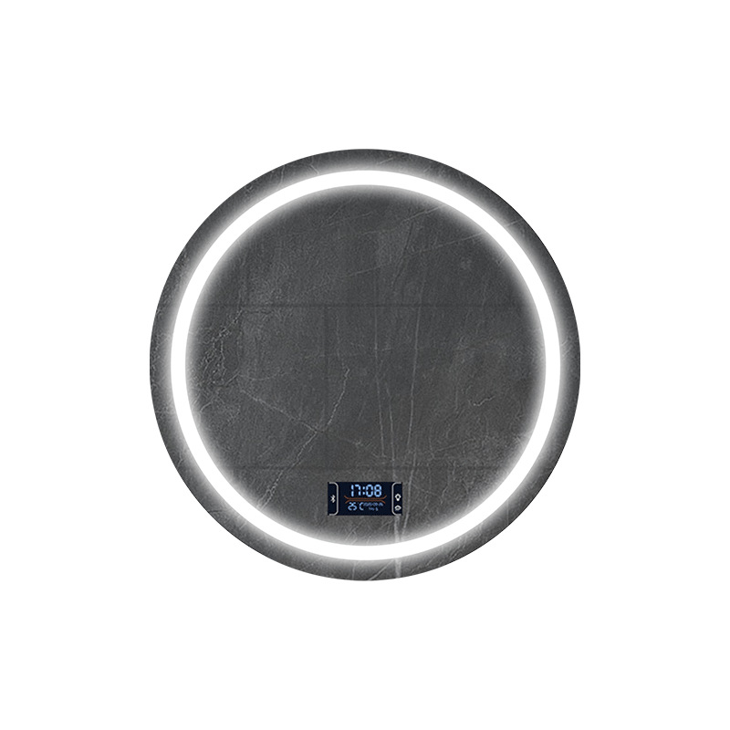 Espejo redondo colgado de pared espejo de baño inteligente con lámpara LED pantalla táctil inductiva anti-fog luminiscente espejo colgado de pared
