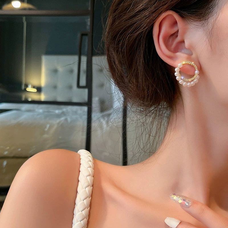 Модная серебряная игла, кольцо из жемчуга, украшение, летние серьги, образец серебро 925, французский стиль, светская роскошь, высокий уровень качества