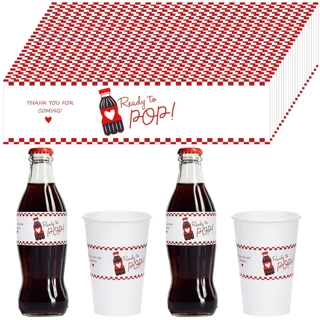 20张 Ready to Pop 婴儿淋浴水瓶标签 迎婴派对苏打饮料贴纸