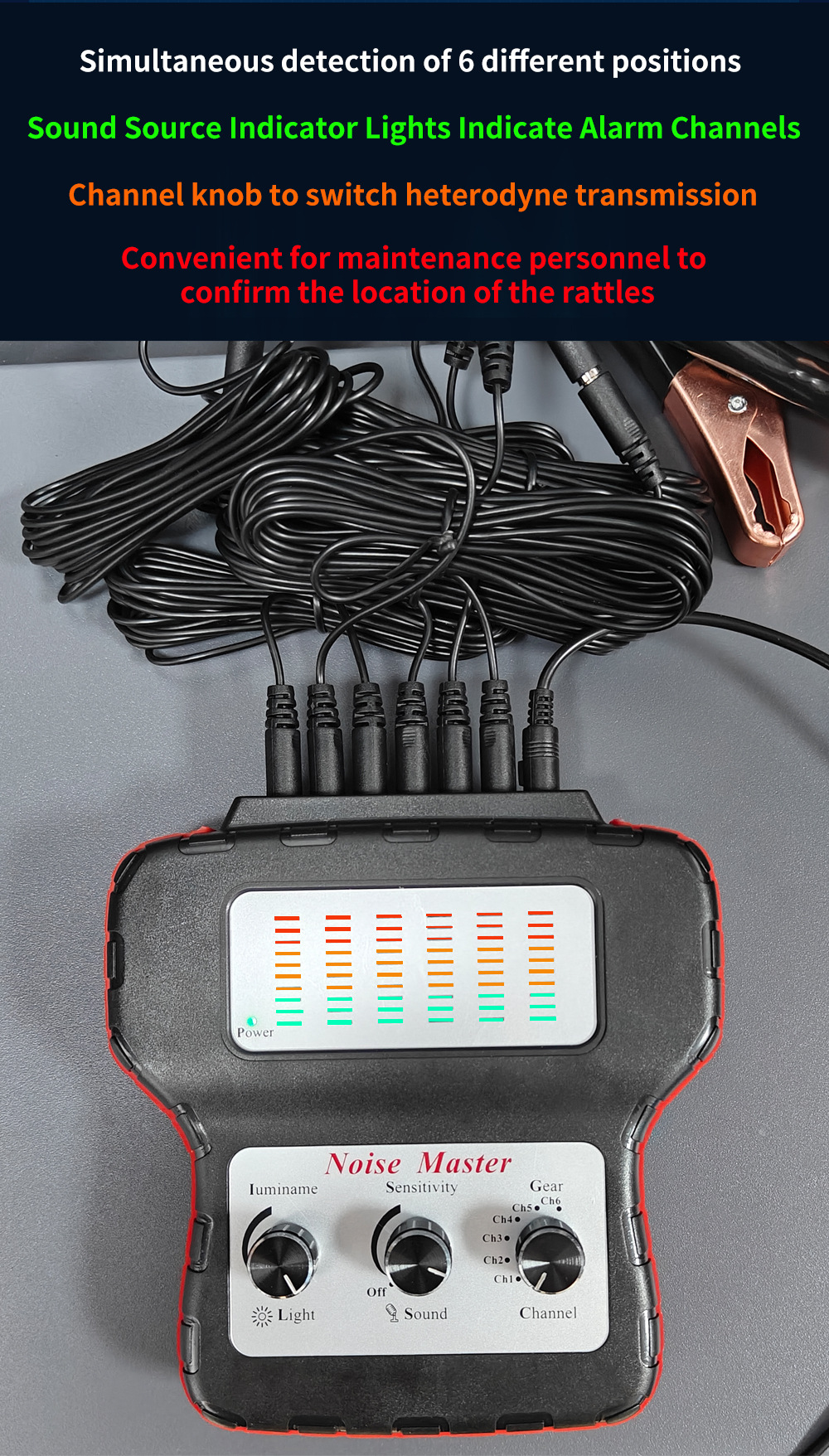 Automobile six-channel abnormal sound stethoscope engine chassis abnormal sound detection electronic driving abnormal sound auscultation