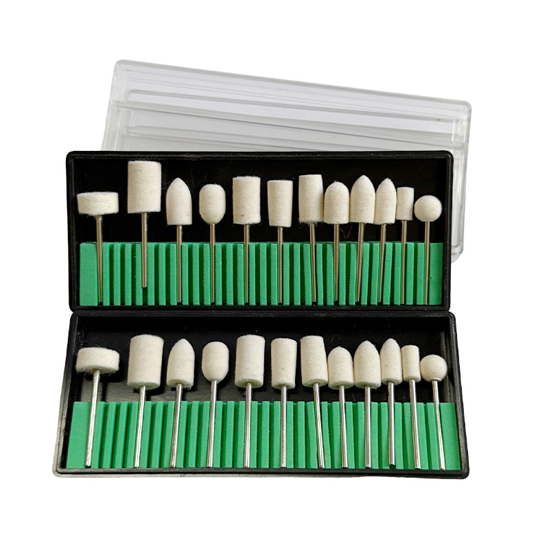 12 piezas de molienda de lana, amolador de uñas eléctrico, caja de molienda de lana, pulido de uñas