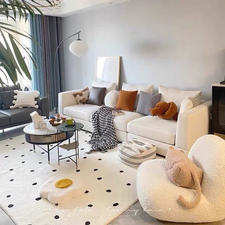 仿羊絨奶油風客廳臥室滿鋪地毯簡約輕奢陽台毯沙發毯臥室床邊毯