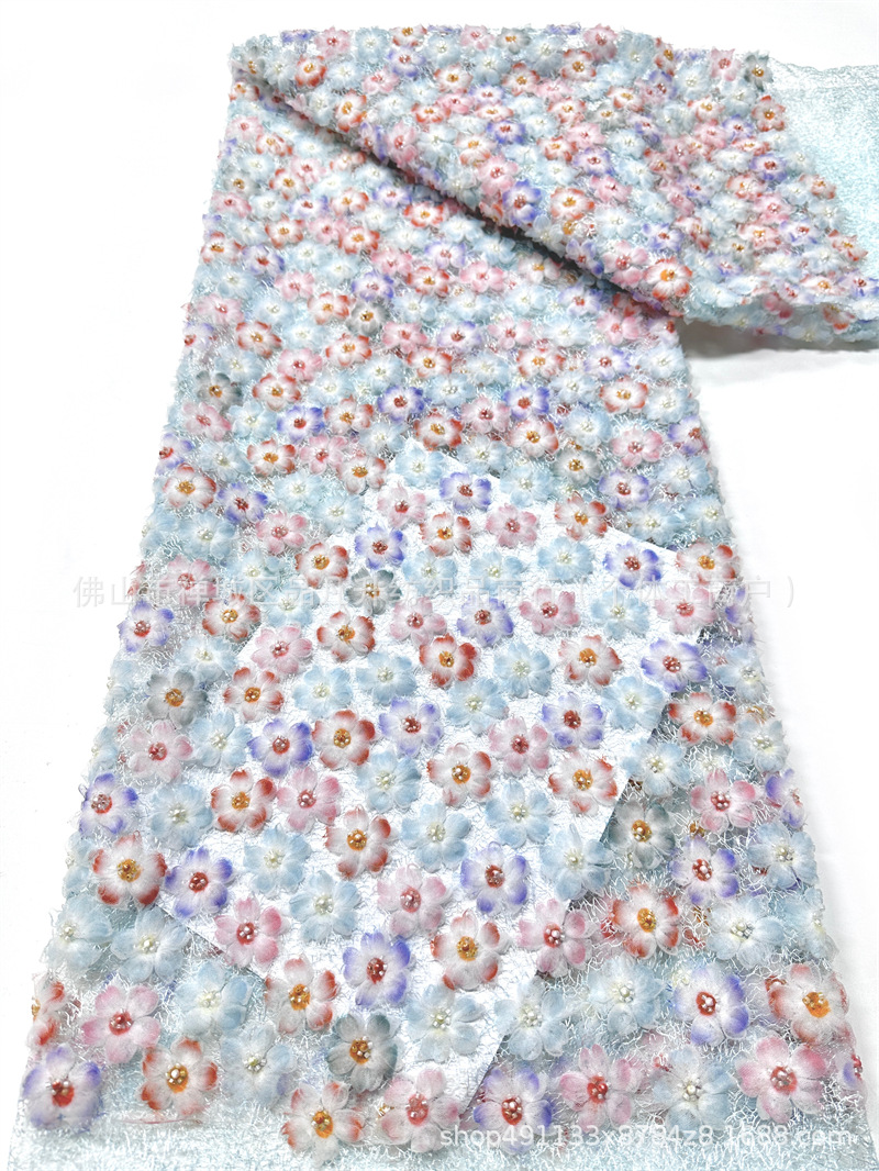 Fabricante nuevo 3D pequeña tela de flores y cuentas ins red con un vestido fresco pequeño vestido de tela de moda